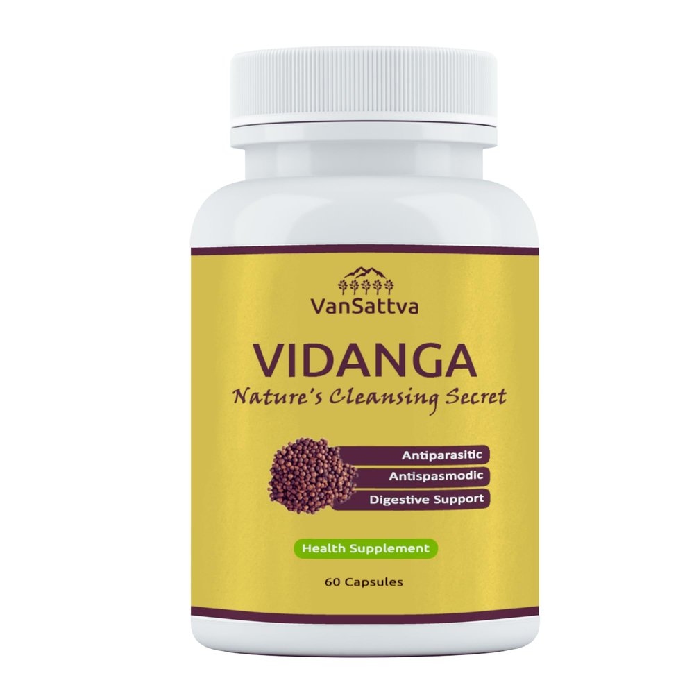 VanSattva Vidanga Capsule - Antiparasitic, Digestion & Respiratory Support - 60 Caps - 650 mg each
