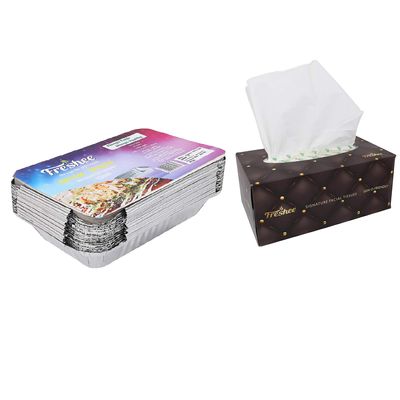 Freshee 750ml 25pcs Aluminium Foil Containers with 100pulls of 2ply Tissues for Face