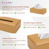 CLADD INTERNATIONAL Vegan Leather Handcrafted Rectangular Tissue Paper Box Cover | Regular Facial Napkin Holder | Organizer Case | Office Desk Gift Home Table Decor Car Hotel & Restaurant | Tan view 2