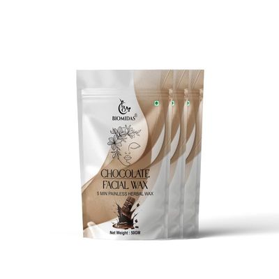 Biomidas Chocolate Facial Wax Powder for women, 5 min Painless Natural Face Hair Removal Waxing Powder, Easy to use at home 50gm (Pack Of 2)