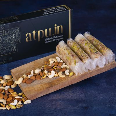 ATPU.IN Atreyapuram Sugarfree Dry Fruits Putharekulu (Pootharekulu)|Delicious South Indian Snack|Gi Tagged Mithai|Premium Sweet Gift Hamper|10 Pcs Box (280 Gram)