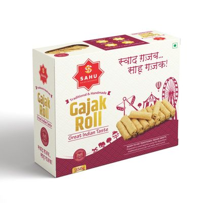 SAHU GAJAK BHANDAR Gajak Roll 250g | Til Gachak | Sesame Sweets | Jaggery Snacks | Gud Gazak | Made with Cow Ghee | No Preservatives | Gajak Sweets | Gajjak