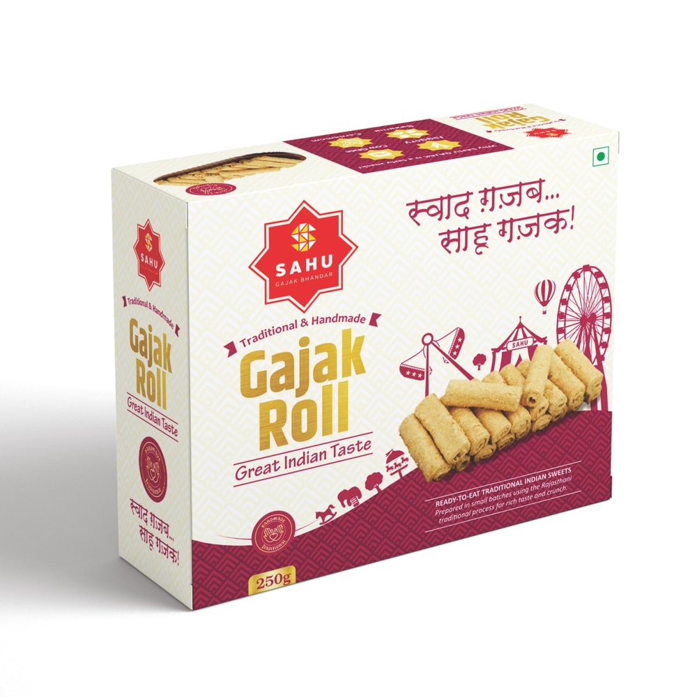 SAHU GAJAK BHANDAR Gajak Roll 250g | Til Gachak | Sesame Sweets | Jaggery Snacks | Gud Gazak | Made with Cow Ghee | No Preservatives | Gajak Sweets | Gajjak