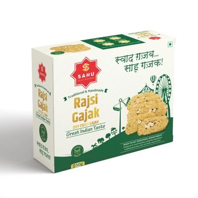 SAHU GAJAK BHANDAR Rajasthani Dry Fruit Gajjak 250g | Til Chikki | Gazak | Gachak | Gud Gajak | Gajak Jaggery | Traditional Indian Snacks | Made with Cow Ghee