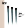 Happy Heads Clip in Color Streaks | Coloured hair extensions strips | Ombre Bright Blue | 20 Inches | Pack of 3 | 100% Human Hair Extensions Clips for Women & Girls | Color Hair Strips for Hairstyling view 3