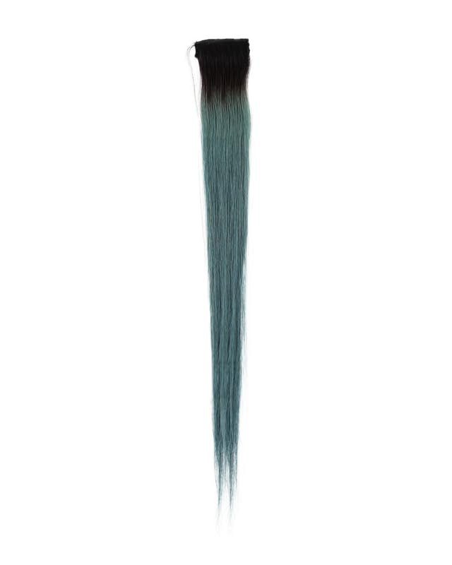 Happy Heads Clip in Color Streaks | Coloured hair extensions strips | Ombre Bright Blue | 16 Inches | Pack of 3 | 100% Human Hair Extensions Clips for Women & Girls | Color Hair Strips for Hairstyling