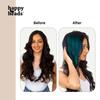 Happy Heads Clip in Color Streaks | Coloured hair extensions strips | Ombre Bright Blue | 16 Inches | Pack of 3 | 100% Human Hair Extensions Clips for Women & Girls | Color Hair Strips for Hairstyling view 4