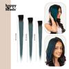 Happy Heads Clip in Color Streaks | Coloured hair extensions strips | Ombre Bright Blue | 12 Inches | Pack of 6 | 100% Human Hair Extensions Clips for Women & Girls | Color Hair Strips for Hairstyling view 2