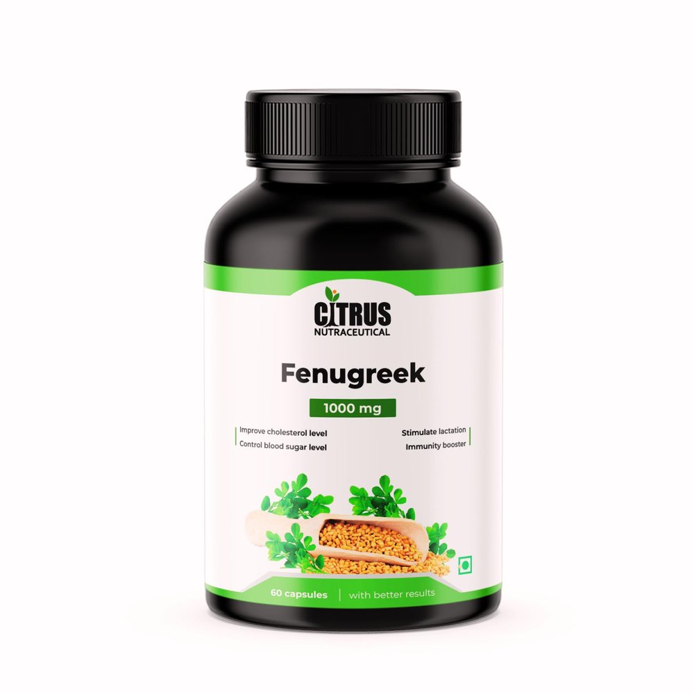 CITRUS NUTRACEUTICAL Fenugreek Seed Extract Supplement 1000 mg For Improve Digestion, Regulate Blood Sugar Level, Increase Lactation and Cardiovascular Support  60 Capsule