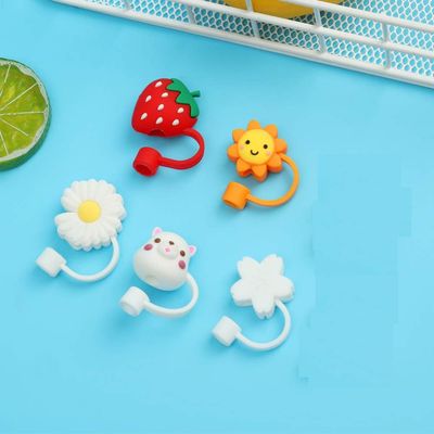 Newvent 5Pcs Silicone Straw Cover Cap | Reusable Cute Cartoon Straw Cap | Dust-Proof Drinking Straw Tips Lids Cover (Size : 9mm, Multi-Design)