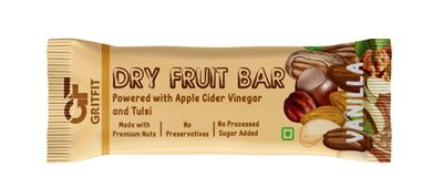 GRITFIT Superfood 40 grams Dry Fruit Vanilla Bar [Pack of 1], 5.66g Protein & 3.76g Fiber Per Bar, Nutrient-Packed Snack, No Added Sugar, Preservatives or Trans Fats, Cholesterol Free 100% Veg for Energy & Immunity
