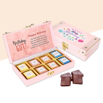 Chocoloony flavoured chocolate wooden box (box of 8pc - 12g each) l happy birthday premium chocolate gifting for brother, sister, boyfriend, girlfriend