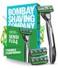 Bombay Shaving Company Sensi Flo 4 Value Pack (Handle + 3 Blade Cartridge) | Up to 4 Months of Shaves | 4 Blade Razor for Men with styling back blade | Aloe, Vit E and Argan Oil lubra strip and pivoting head view 1
