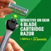Bombay Shaving Company Sensi Flo 4 Value Pack (Handle + 3 Blade Cartridge) | Up to 4 Months of Shaves | 4 Blade Razor for Men with styling back blade | Aloe, Vit E and Argan Oil lubra strip and pivoting head view 2