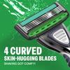 Bombay Shaving Company Sensi Flo 4 Value Pack (Handle + 3 Blade Cartridge) | Up to 4 Months of Shaves | 4 Blade Razor for Men with styling back blade | Aloe, Vit E and Argan Oil lubra strip and pivoting head view 3