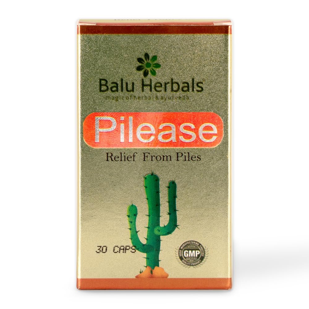 Balu Herbals Pilease Tablets | Ayurvedic Piles & Fissure Relief | Herbal Medicine for Bleeding Piles, Pain, Itching, Constipation & Swelling-30 Caps