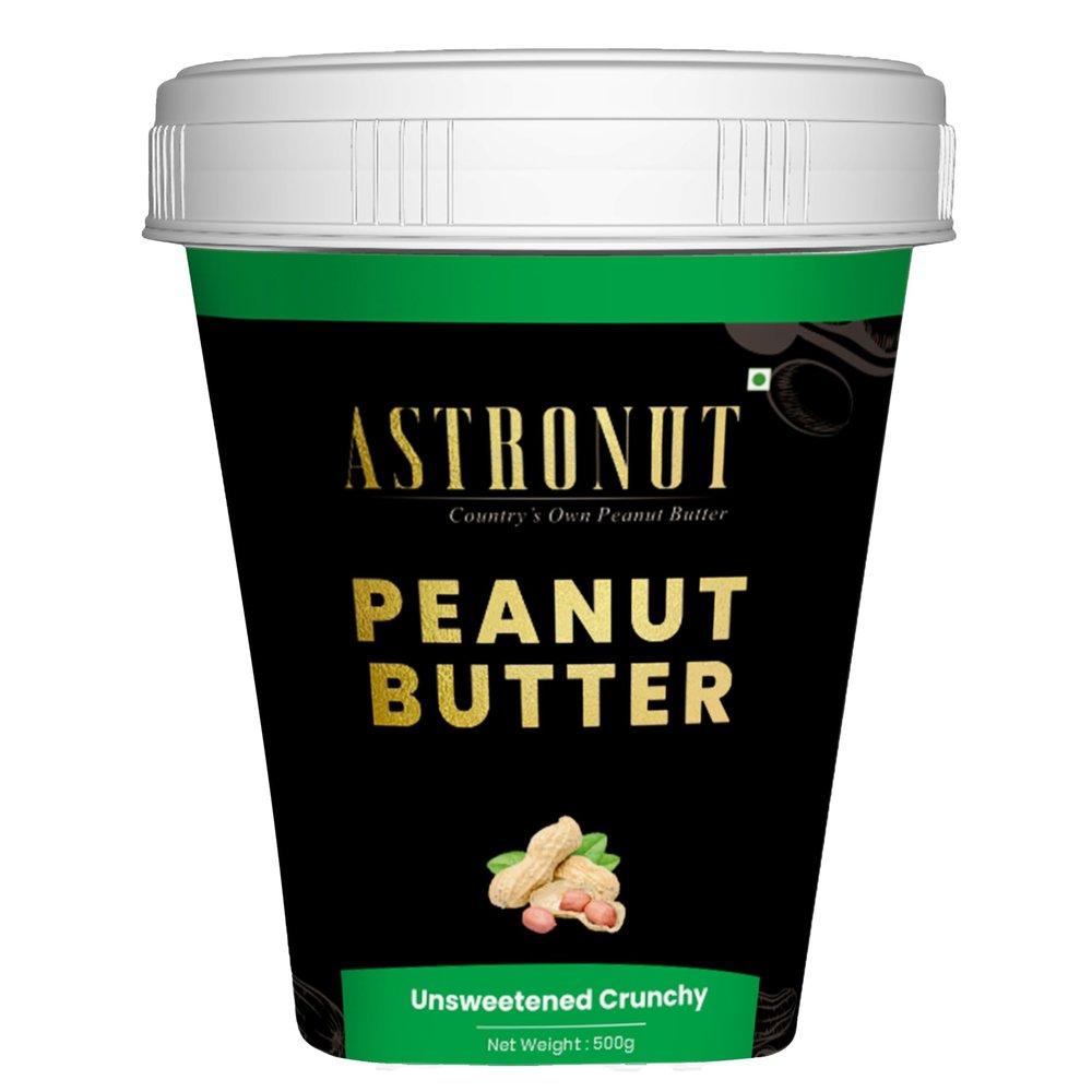 Astronut Unsweetened Natural Crunchy Peanut Butter 500g | Fitness | Jam spread | Crunchy flavour | Nutrient-rich | High Protein | Zero Cholestrol | Gluten Free