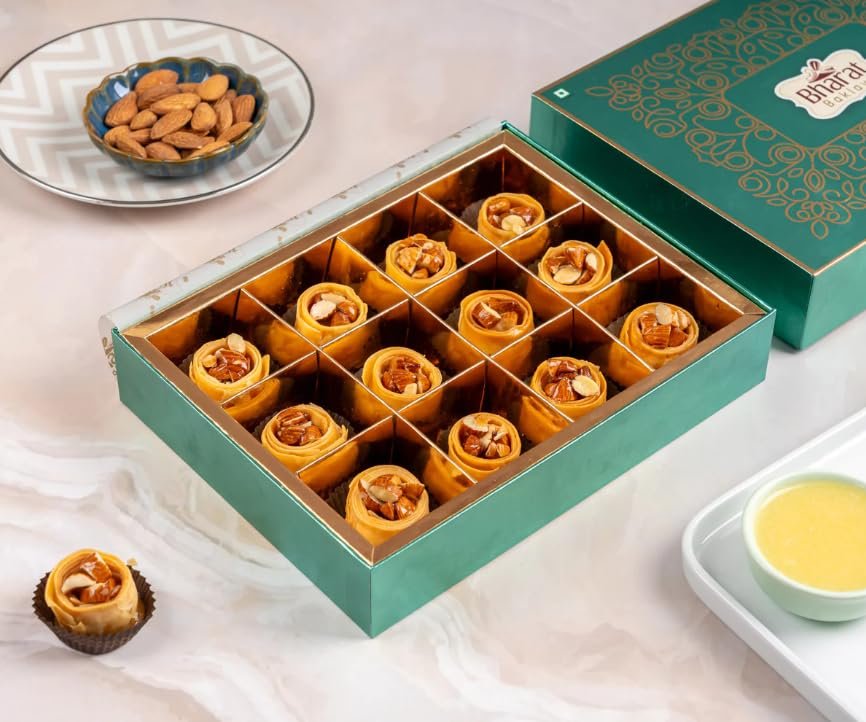 Bharat Baklava Almond Nest | Premium Middle Eastern Sweet with Roasted Almonds | Handcrafted Gourmet Mithai | Ideal for Gifting | 250g Box