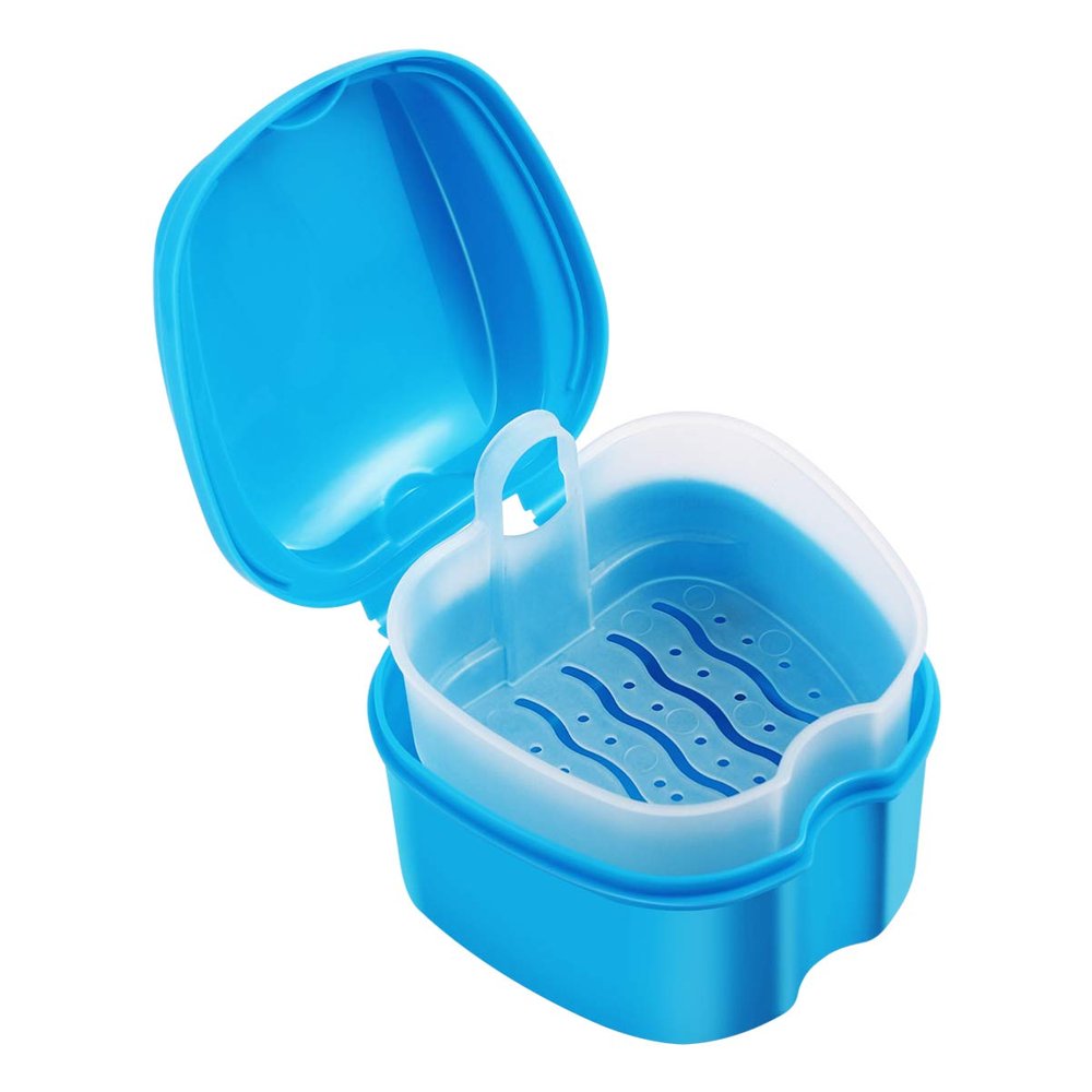 KTM Denture Box - Dental Orthodontic Retainer False Teeth Storage Case Denture Bath Box Fake Tooth Holder with Strainer