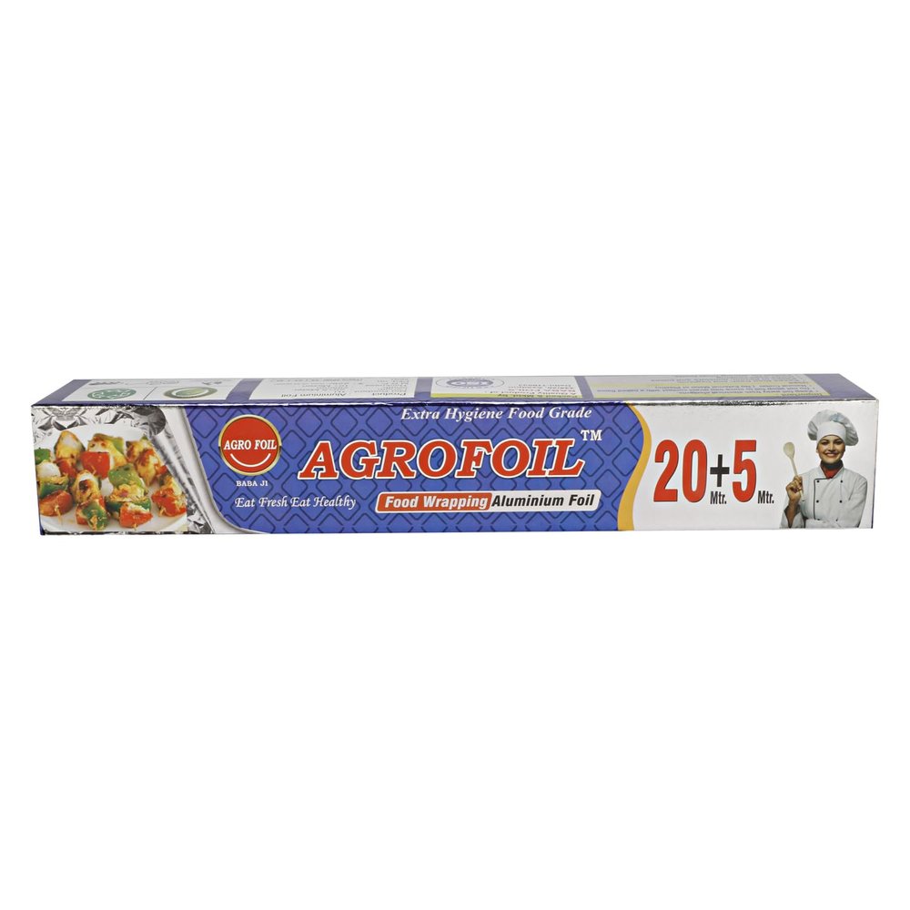 Agro Foil Aluminium Foil for Food Packing 25mtr Pack of 4 Paper Roll for Kitchen Food Wrap Foil Paper for Food Wrap