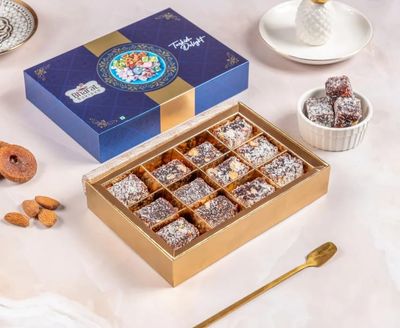 Bharat Baklava Anjeer Almond Delight is made with Anjeer | Almond | Corn Starch and Sugar Syrup (12 Piece)