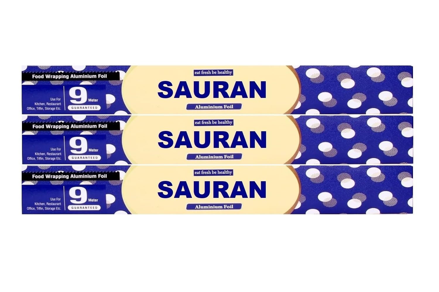 9 Meter Pack of 3 Silver Aluminium Foil Wrap for Food Packing, Cooking, Baking(FP3)
