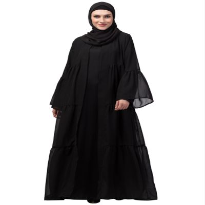 Double layer gather panels bell sleeve Abaya (XL)