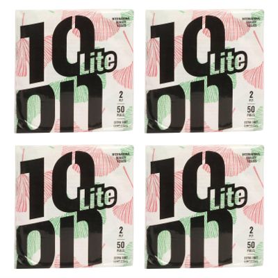 10on Lite Extra Soft Luncheons Printed Napkins, 2 Ply Tissue Paper, 50 Pulls per Pack, Pack of 4 (50 x 4 = 200 Sheets) - Print May Vary