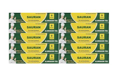 9 Meter Pack of 10 Silver Aluminium Foil Wrap for Food Packing, Cooking, Baking(FP9)