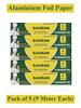 9 Meter Pack of 5 Silver Aluminium Foil Wrap for Food Packing, Cooking, Baking(FP9) view 2