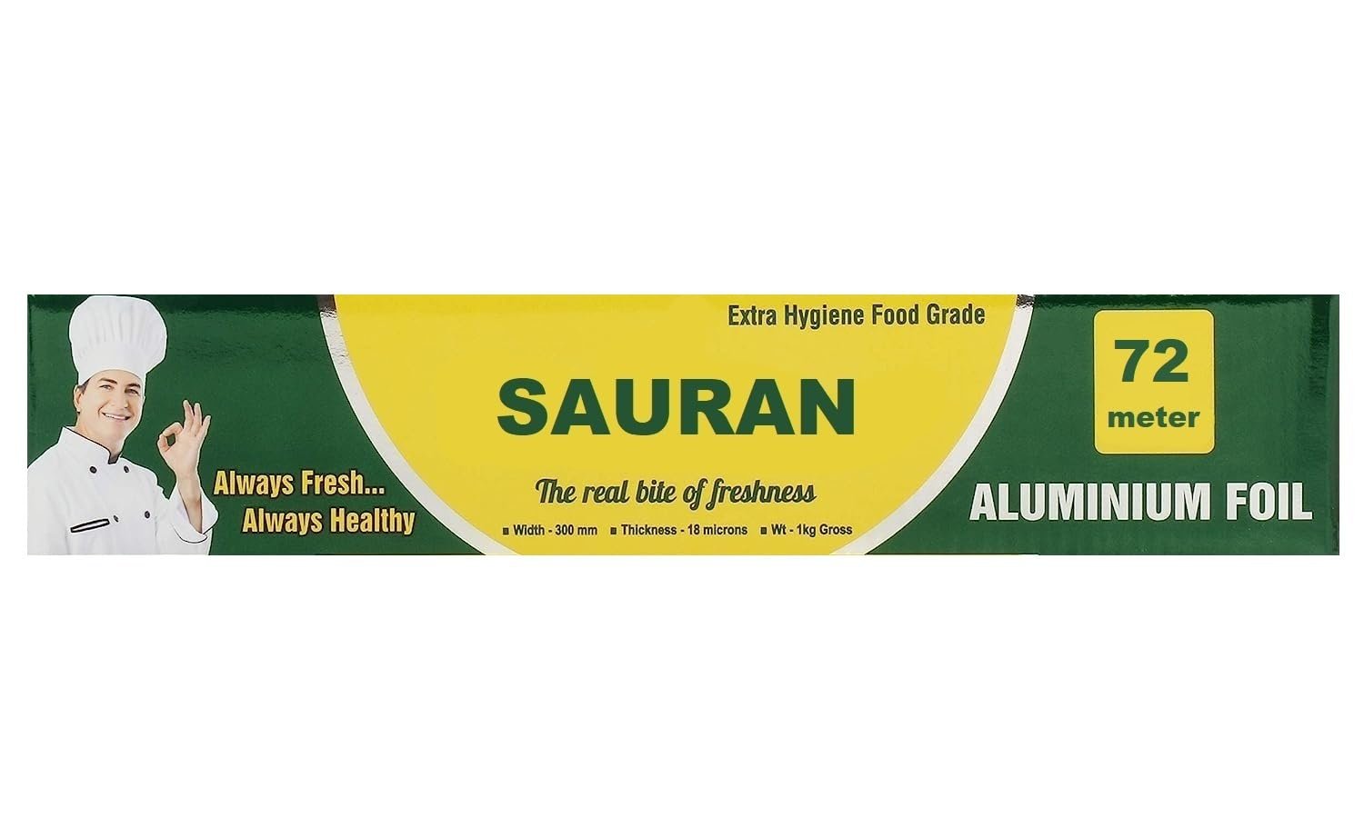 72 Meter Pack of 1 Silver Aluminium Foil Wrap for Food Packing, Cooking, Baking(FP9)