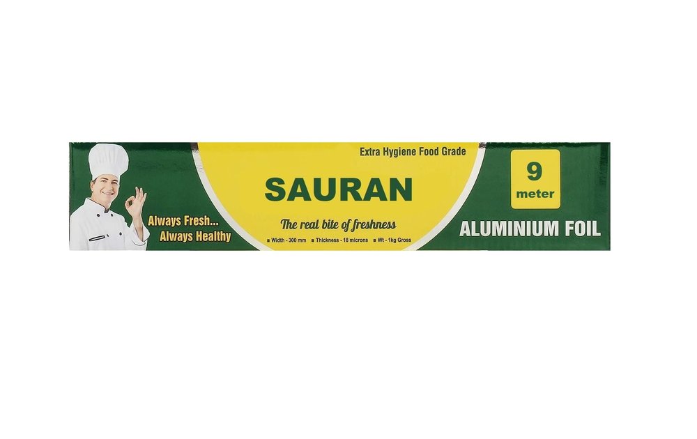 9 Meter Pack of 1 Silver Aluminium Foil Wrap for Food Packing, Cooking, Baking(FP9)