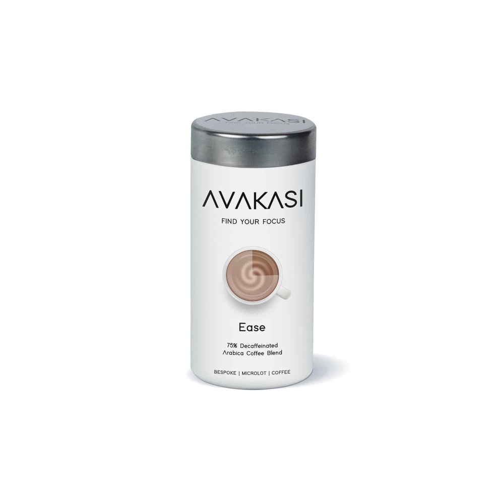 Avakasi Decaf Ease 75% Decaffeinated Ground Coffee (Not Instant Coffee) Blend with Collectible Tin (Filter)