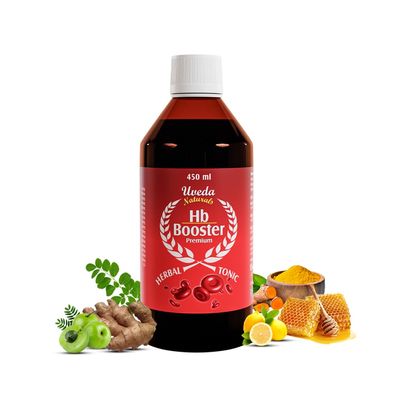 Uveda Naturals Hb Booster | 450ml | Iron tonic & Enhances haemoglobin level | Herbal Tonic | Ayurvedic Syrup | Naturals & Safe | Zero side effects
