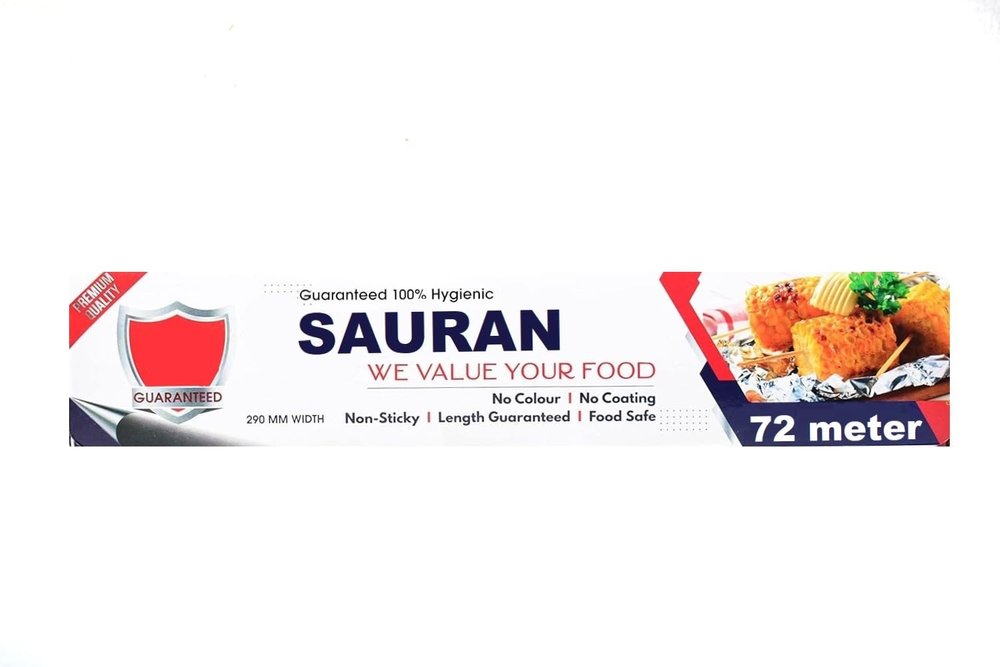 72 Meter Pack of 1 Silver Aluminium Foil Wrap for Food Packing, Cooking, Baking(FP10)