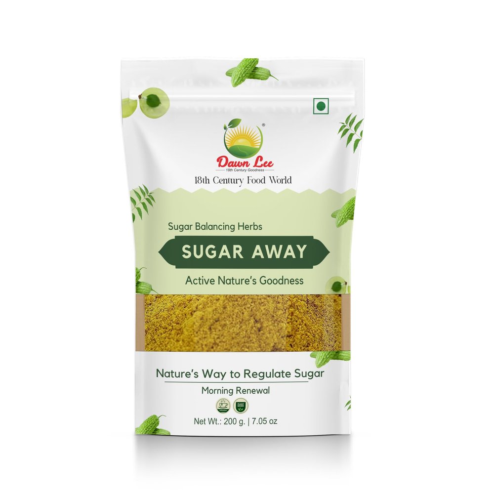 Dawn Lee Sugar Away Powder 200g | Karela Jamun Seed Powder | Helps Manage Blood Sugar Levels With Karela, Jamun & Gudmar | 100% Ayurvedic Blend with Powerful Herbs