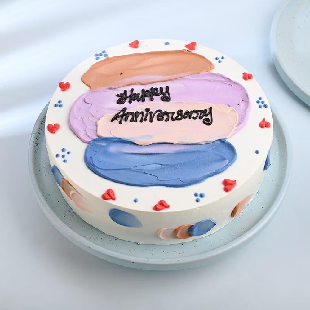 FlowerAura Delicious Silky Smooth Fresh Creamy Colourful Chocolate Anniversay Cake Gift's For Girlfriend, Boyfriend, Husband, Wife, Friends, Colleagues, Parents (Same Day Delivery) (0.5Kg)
