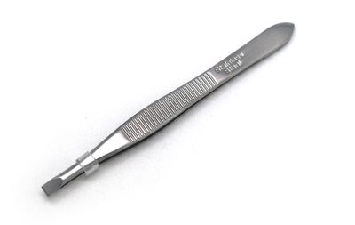 Basicare Stainless Steel Precision Filed Flat Tip Tweezer For Women and Men.Tweezer For Ingrown Hair, Plucking Daily Beauty Tool.