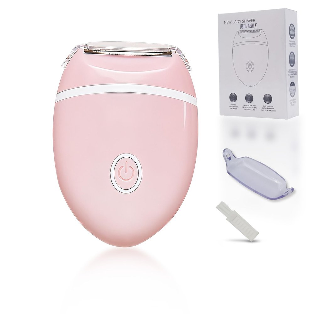 BEAUTISILK Electric Hair Shaver for Women: Compact, Cordless Wet & Dry Razor for Smooth Body & Dual Trimmers Bikini Line and Quick, Travel-Friendly. (Pink)