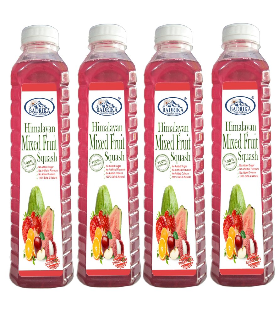 Badrika Pure Natural Himalayan Sugarfree Mixed Fruit Squash 750 ML (Pack Of 4)