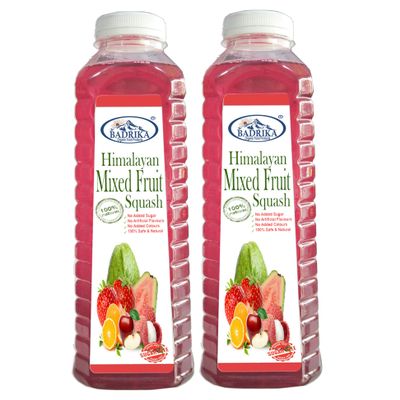 Badrika Pure Natural Himalayan Sugarfree Mixed Fruit Squash 750 ML (Pack Of 2)