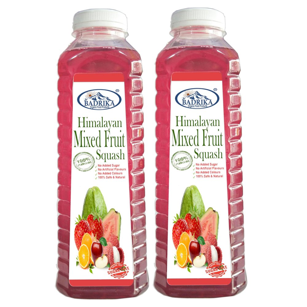 Badrika Pure Natural Himalayan Sugarfree Mixed Fruit Squash 750 ML (Pack Of 2)