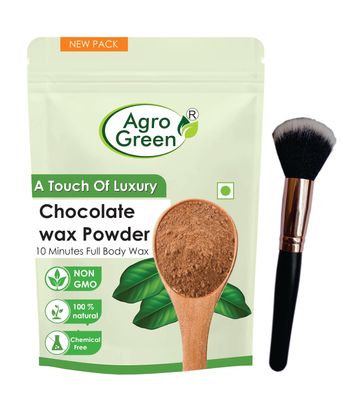 Agrogreen Chocolate Wax Powder For Women - Chocolate Hair Remover Powder - Useful for all Skin Areas, Legs, Underarms, Bikini Area, Facial etc - 10 Minutes Painless Full Body Wax - (400 GM)