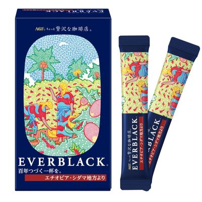 AGF A Slightly Luxurious Coffee Shop EVERBLACK Stick Black 9 Sticks from the Sidama region of Ethiopia [Stick coffee] [Instant coffee] | Made in Japan