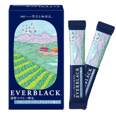 AGF A Slightly Luxurious Coffee Shop EVERBLACK Stick Black 9 Sticks from Valle del Cauca Province, Colombia [Stick coffee] [Instant coffee] | Made in Japan