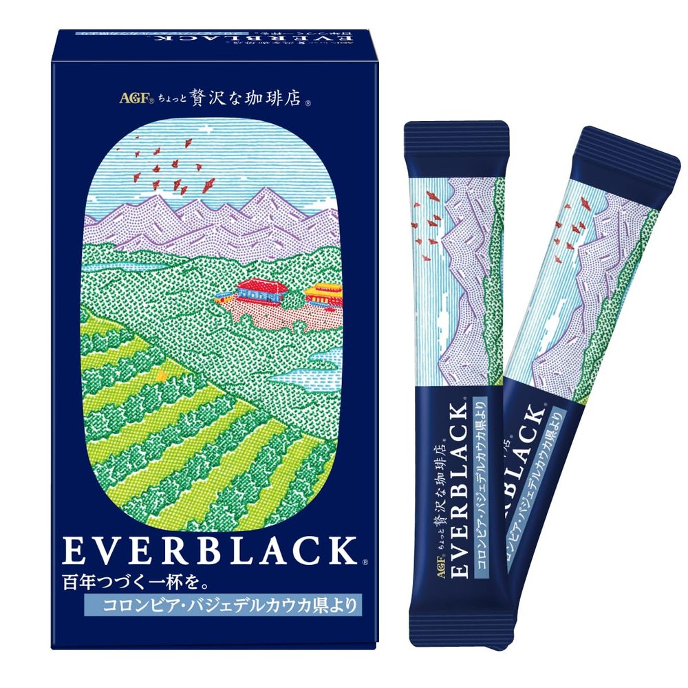 AGF A Slightly Luxurious Coffee Shop EVERBLACK Stick Black 9 Sticks from Valle del Cauca Province, Colombia [Stick coffee] [Instant coffee] | Made in Japan