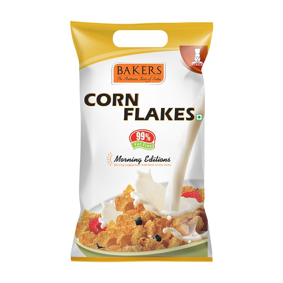 BAKERS Corn Flakes | Naturally Cholesterol-Free | The Ultimate Breakfast Essential | Rich in Vitamins & Minerals | Pack of 3 (500 gm x 3)