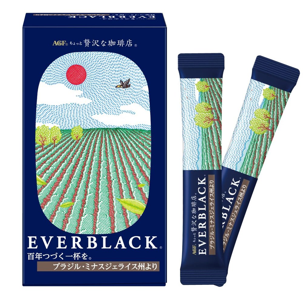 AGF A Slightly Luxurious Coffee Shop EVERBLACK Stick Black 9 Sticks from Minas Gerais, Brazil [Stick coffee] [Instant coffee] | Made in Japan