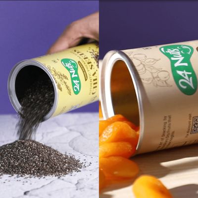 24 Nuts Hand Picked Jumbo Size Dried Turkish Apricots & Premium Raw Chia Seeds Combo Pack 500gm (250g X 2)