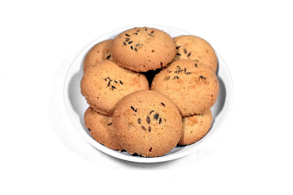 Shri Radhey Bakers Crunchy Jeera Cookies Desi Ghee Butter Snack for Adults Kids Tasty Healthy Snacks Biscuits for Tea (300 Gm)